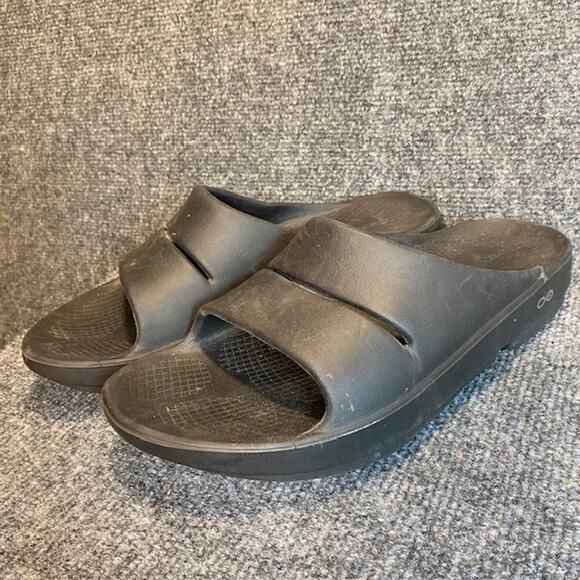 OOFOS OOahh Slide Recovery Sandals Black Slip On Mens Size 9 Womens Size 11 - Picture 7 of 7